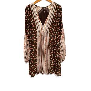 Free People Rain or Shine Brown Dress sz M EUC